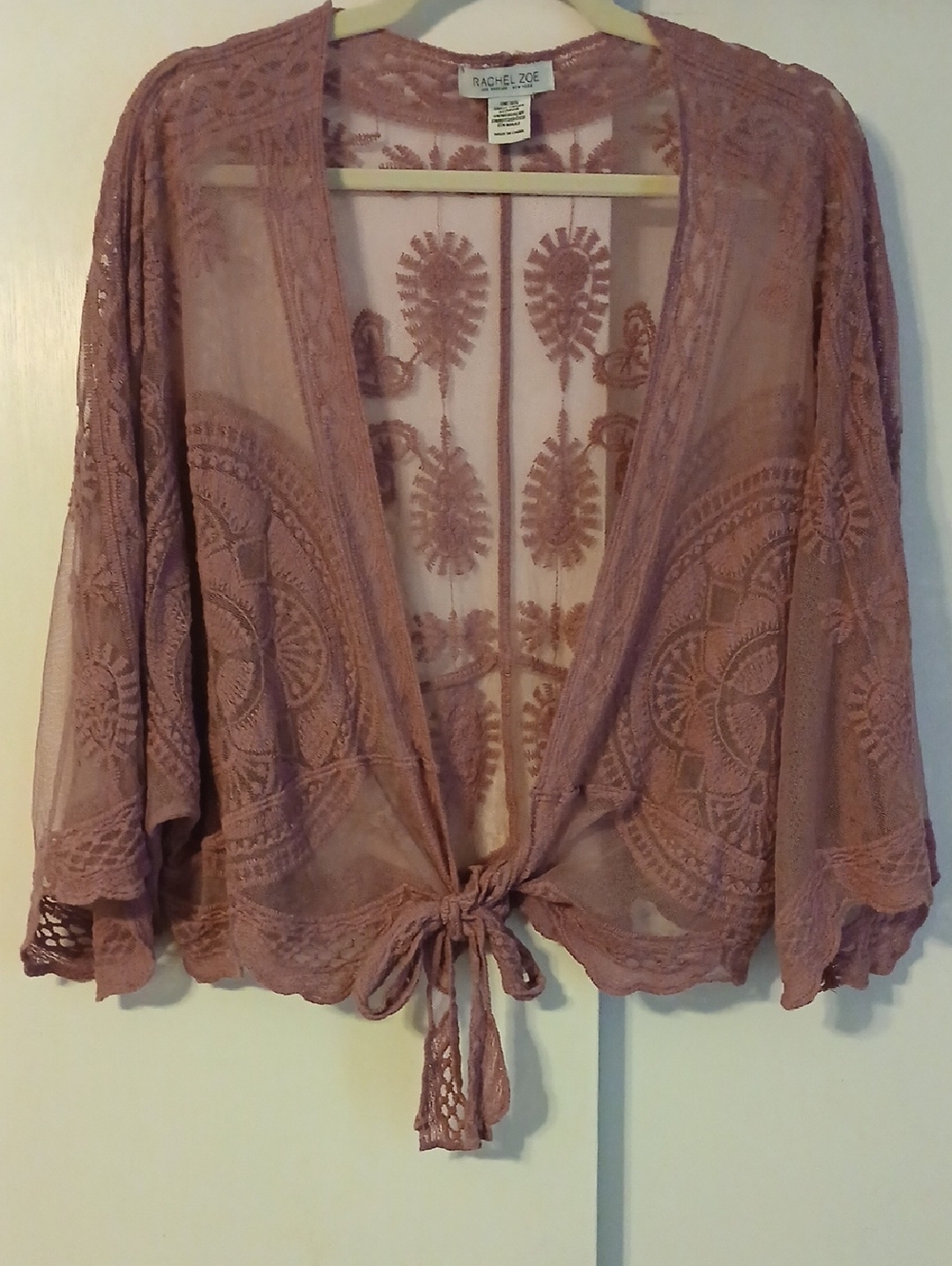 Rachel Zoe "Dusty Rose" Lace Tie-Front Kimono Top in (One Size)